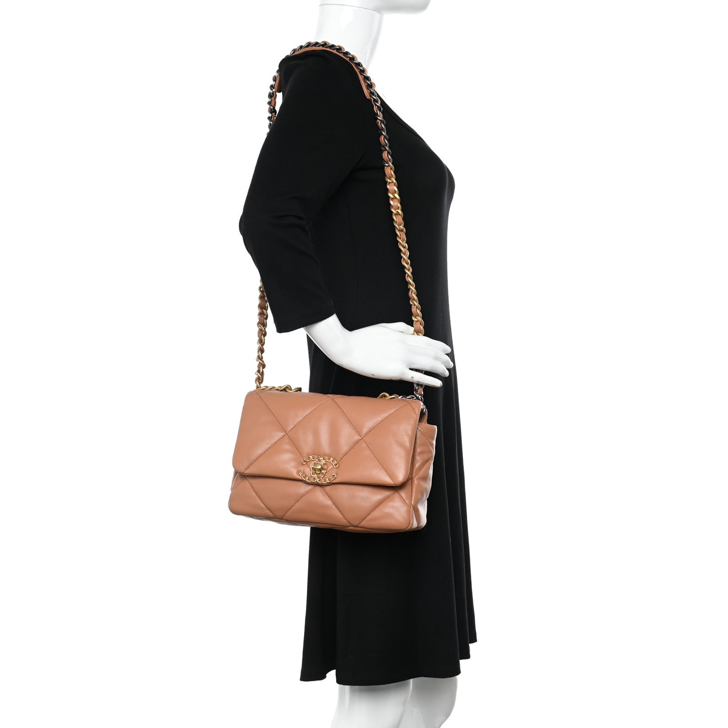 Lambskin Quilted Medium Chanel 19 Flap Brown