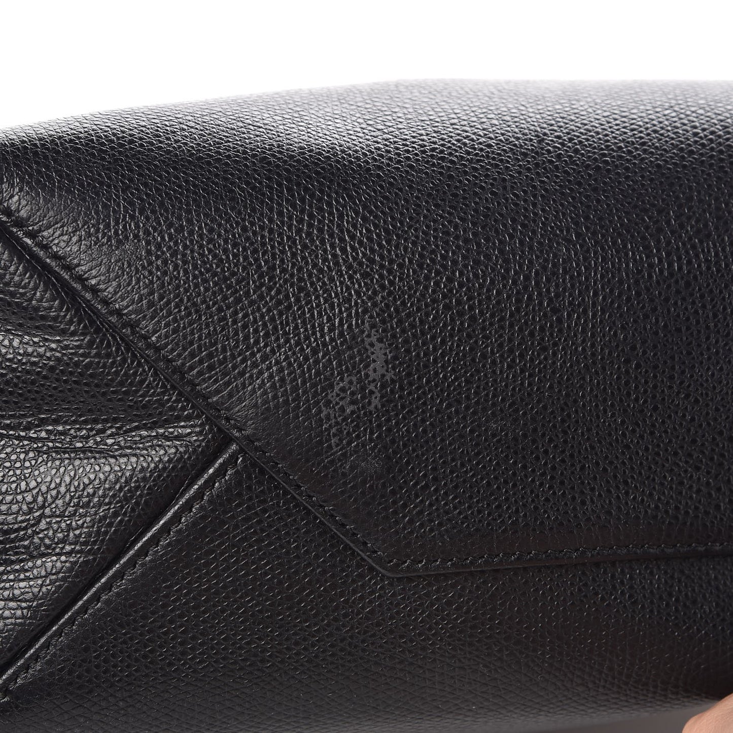 Grained Calfskin Small Vertical Bi-Cabas Cream Black