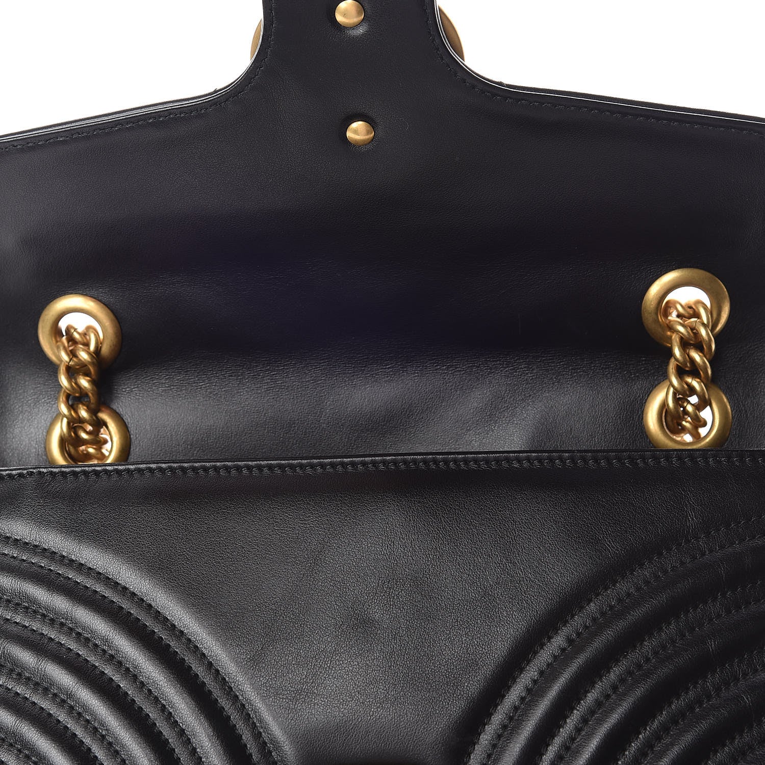 Gucci Calfskin Matelasse Small GG Marmont Shoulder Bag Black 10 of 13