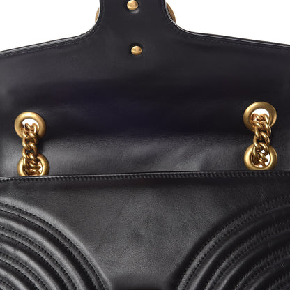 Gucci Calfskin Matelasse Small GG Marmont Shoulder Bag Black 10 of 13