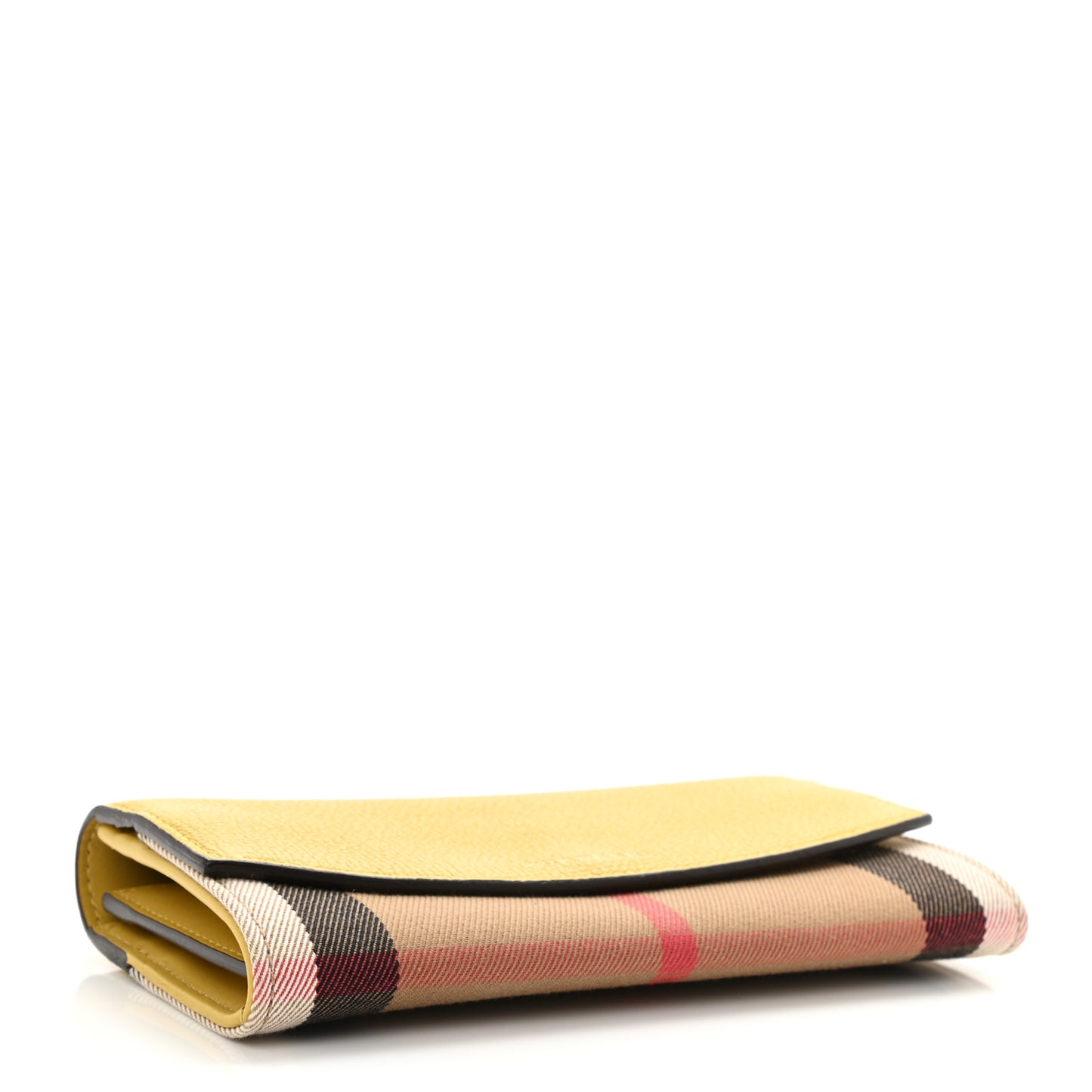 Calfskin House Check Porter Continental Wallet Yellow