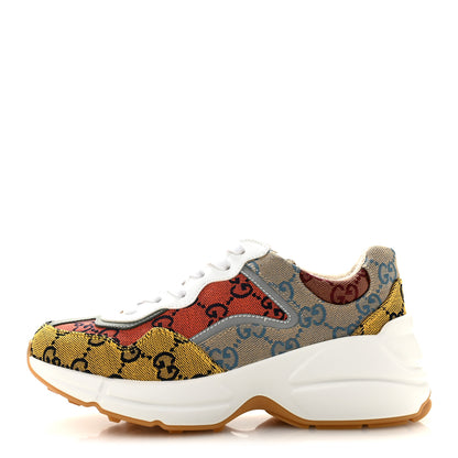 Gucci Monogram Multicolor Demetra Womens Rhyton Sneakers 35.5 Yellow Blue Great White Tabasco 1 of 9
