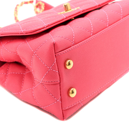 Chanel Caviar Quilted Extra Mini Coco Chain Handle Flap Dark Pink 9 of 10