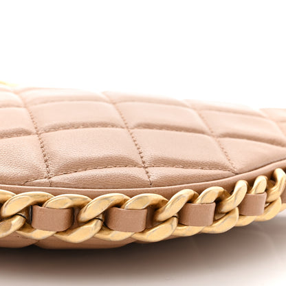 Chanel Shiny Crumpled Lambskin Quilted Trendy Chain Around Hobo Dark Beige 10 of 10