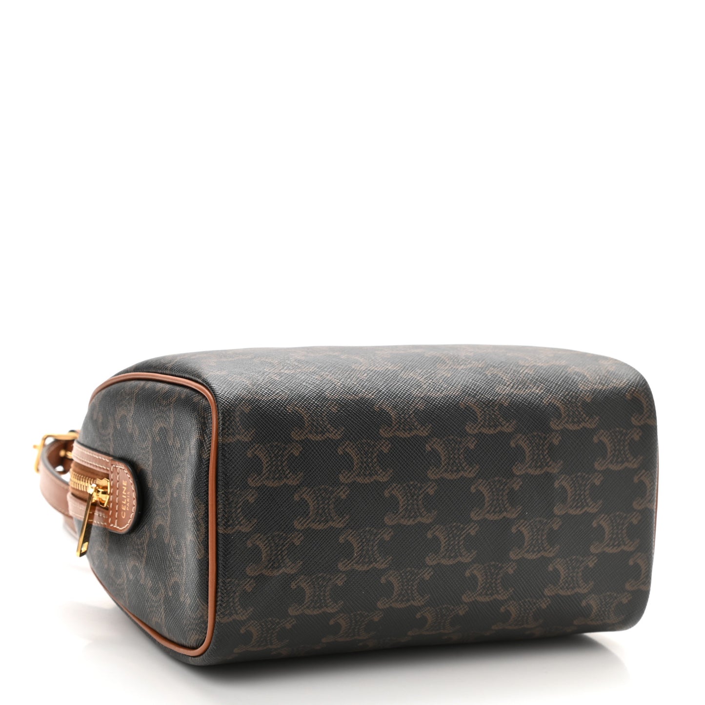 Triomphe Canvas Calfskin Small Boston Bag Tan