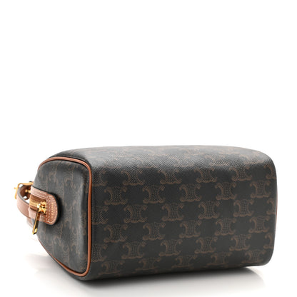 Celine Triomphe Canvas Calfskin Small Boston Bag Tan 4 of 9