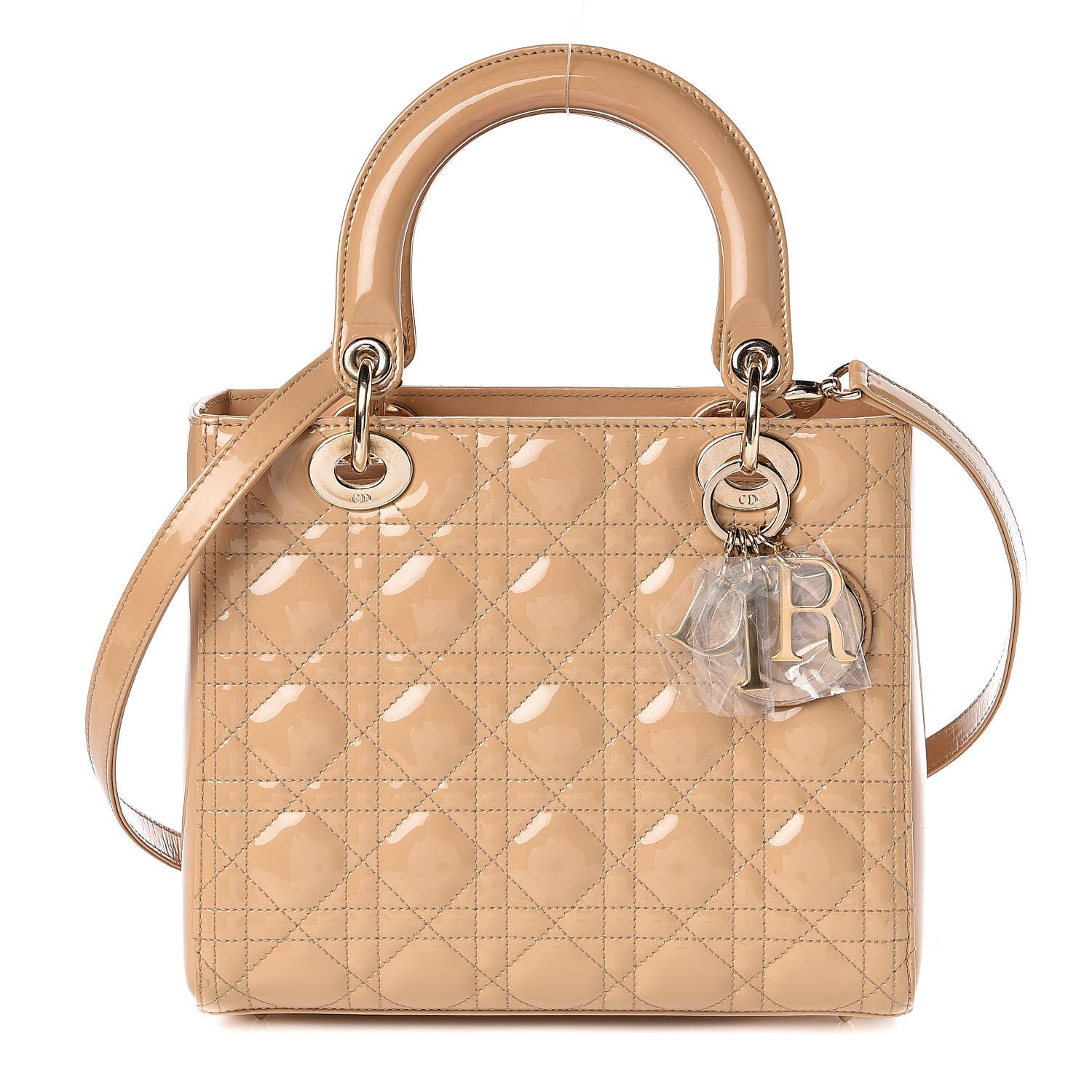 Christian Dior Patent Cannage Medium Lady Dior Beige 1 of 12