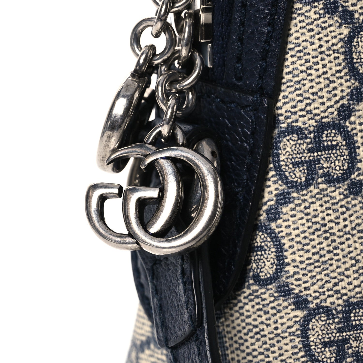Gucci GG Supreme Monogram Textured Dollar Calfskin Web Small Ophidia Dome Shoulder Bag Beige Blue 12 of 14