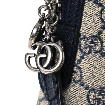 Gucci GG Supreme Monogram Textured Dollar Calfskin Web Small Ophidia Dome Shoulder Bag Beige Blue 12 of 14