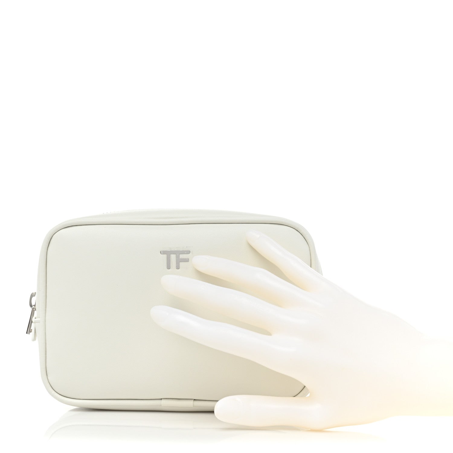 Tom Ford Grained Calfskin Soleil Cosmetic Pouch White 2 of 7