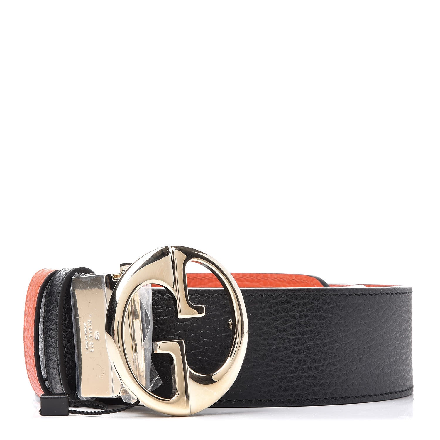 Gucci Calfskin 1973 Reversible Belt 90 36 Orange Black 1 of 7