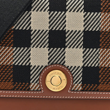 Burberry Calfskin Exaggerated Check Note Crossbody Bag Dark Birch Brown 7 of 9