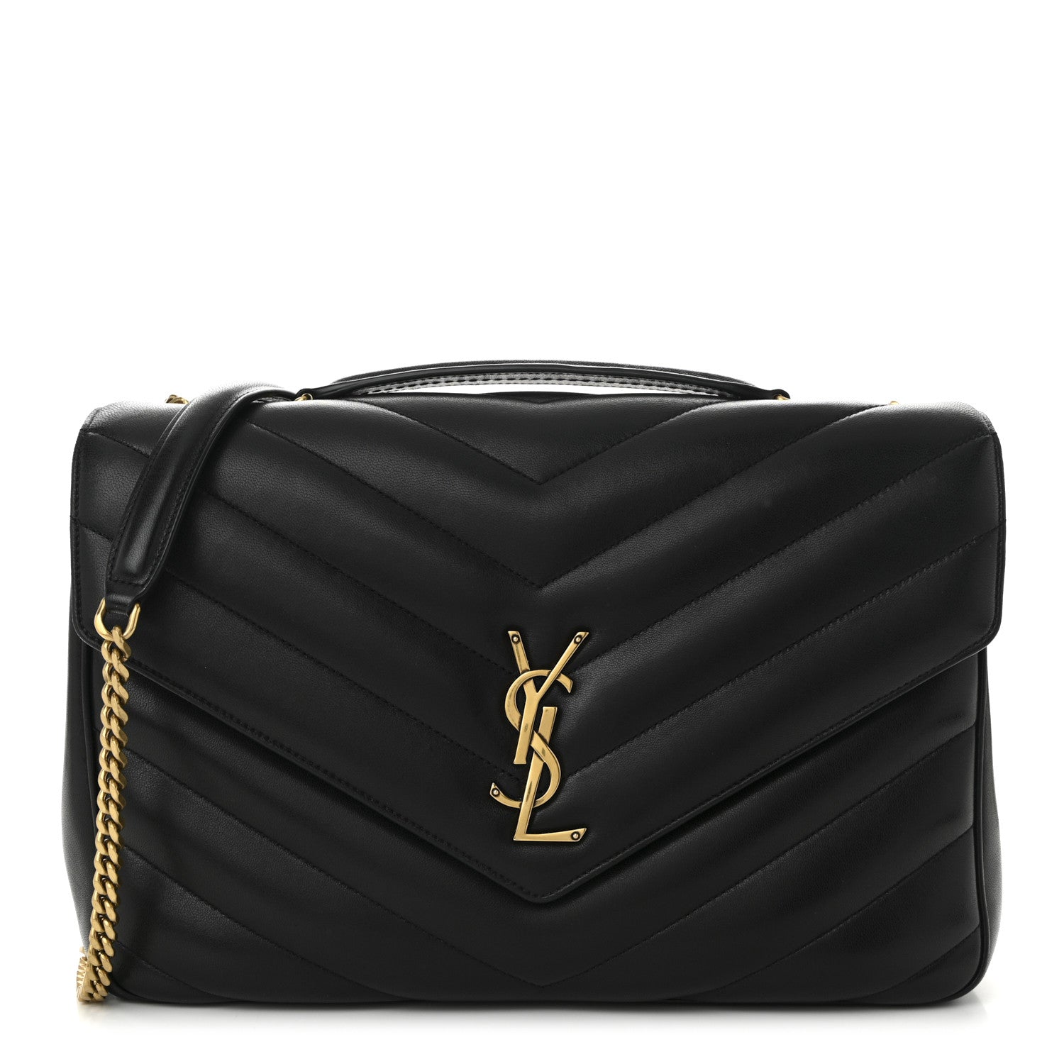 Saint Laurent Lambskin Chevron Quilted Large Loulou Black 1 of 11