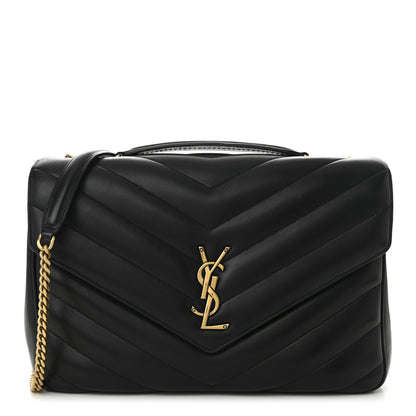 Saint Laurent Lambskin Chevron Quilted Large Loulou Black 1 of 11