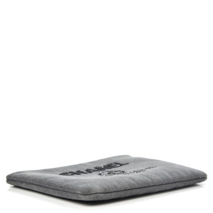 Chanel Canvas Sequins Medium Deauville Cosmetic Pouch Grey 4 of 9