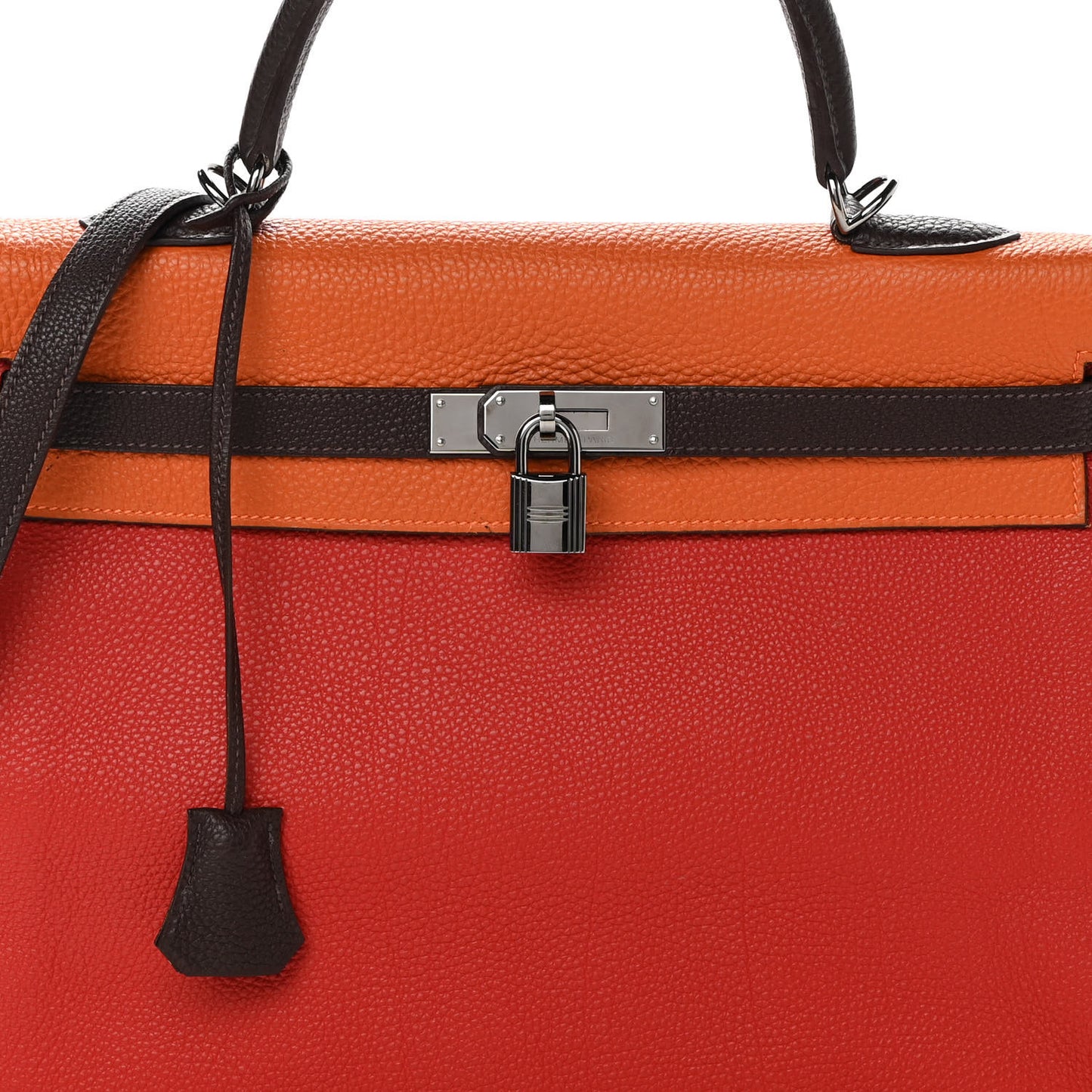 Togo Tri-Color Kelly Retourne 35 Vermillion Orange Ebene