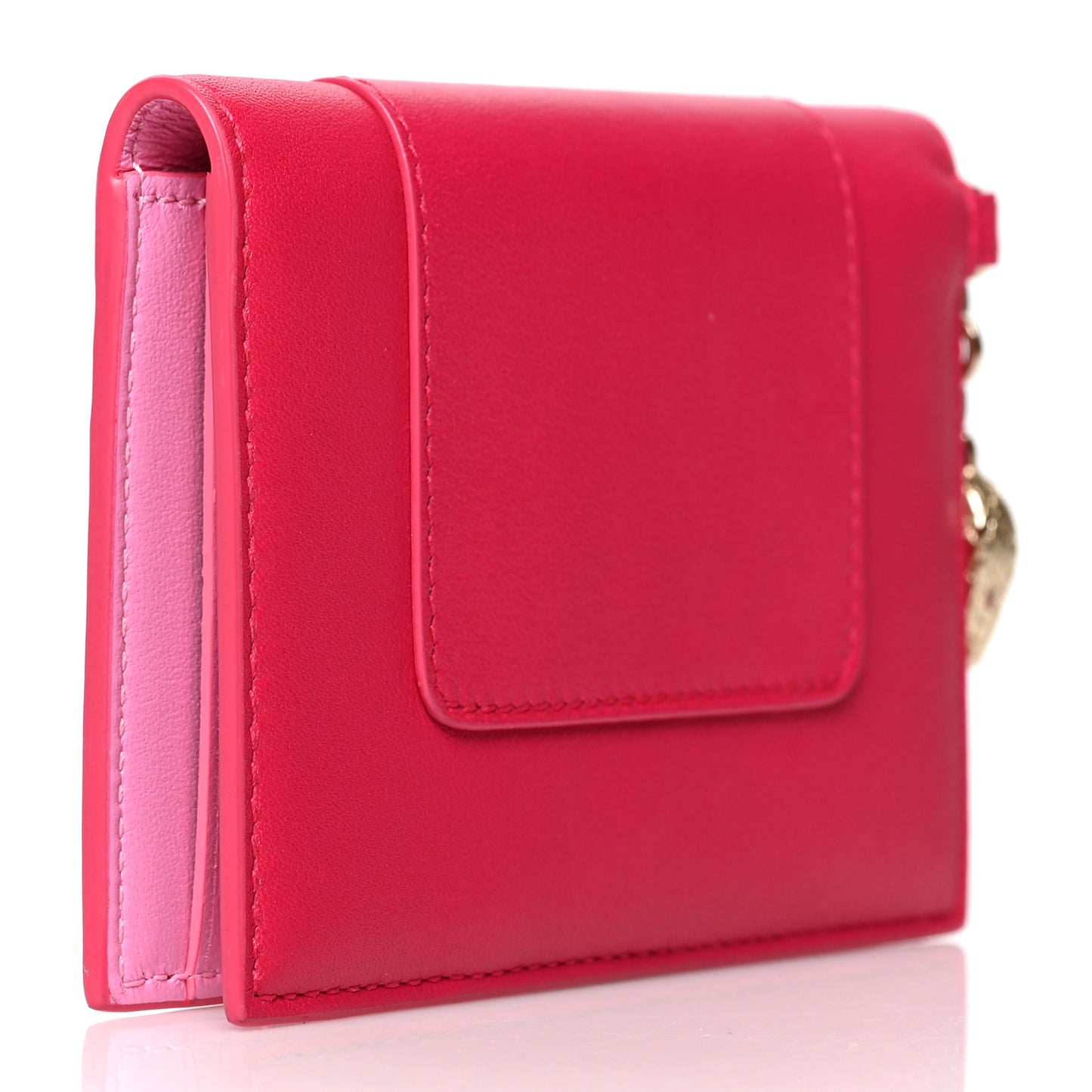 Serpenti Calfskin Card Case Fuchsia Pink