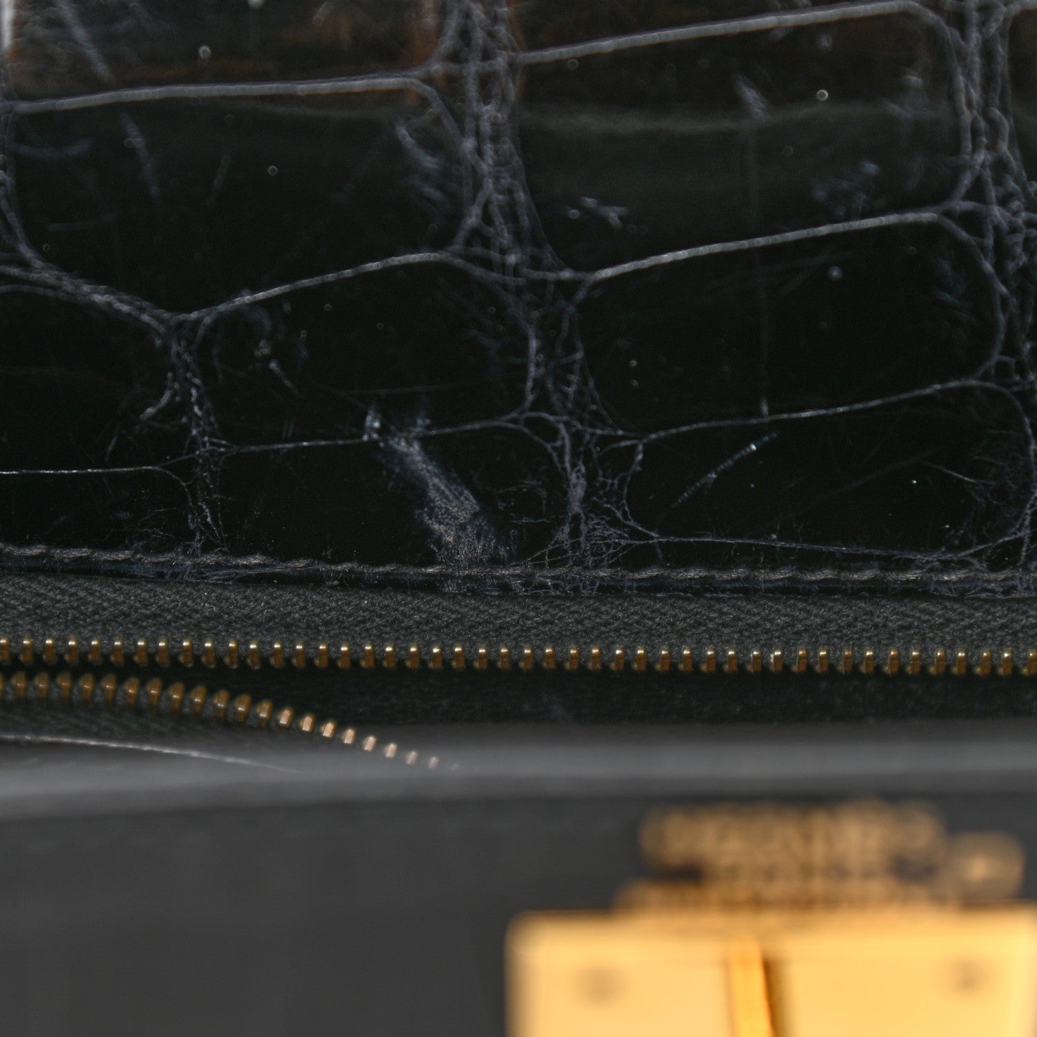 Hermes Shiny Alligator Kelly Sellier 28 Black 11 of 19