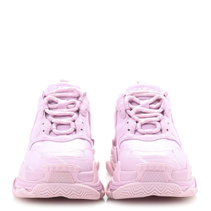 Balenciaga Technical Fabric Mesh Allover Logo Womens Triple S Sneakers 37 Pink White 3 of 9