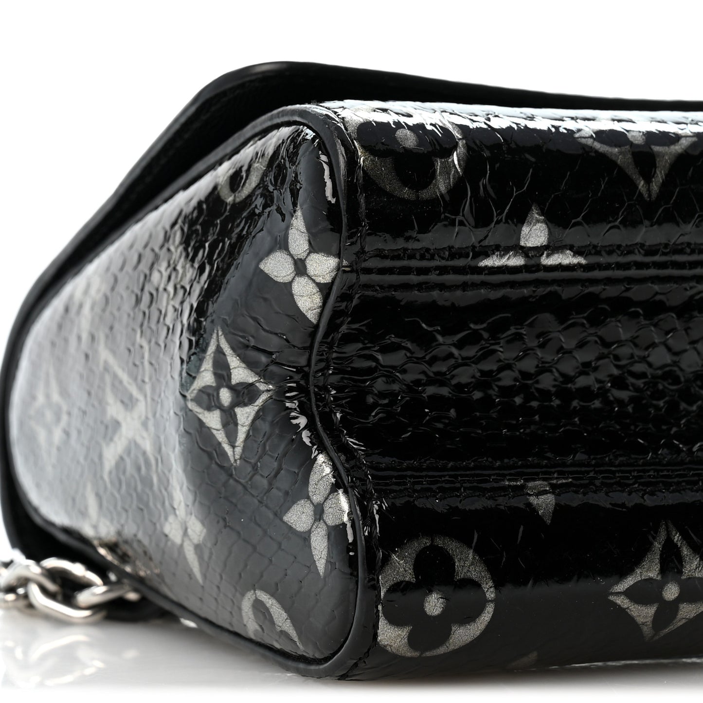 Snakeskin Monogram Twist Shoulder Bag PM Black