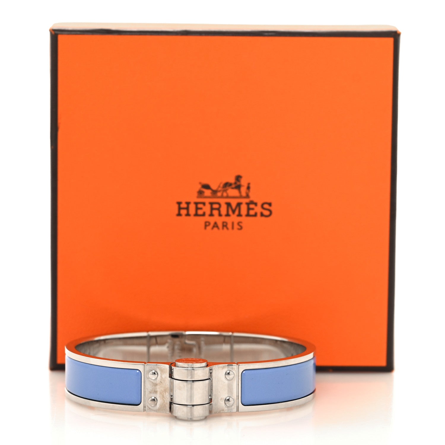 Hermes Enamel Charniere Uni Narrow Hinged Bracelet Bleu Lavande 5 of 5