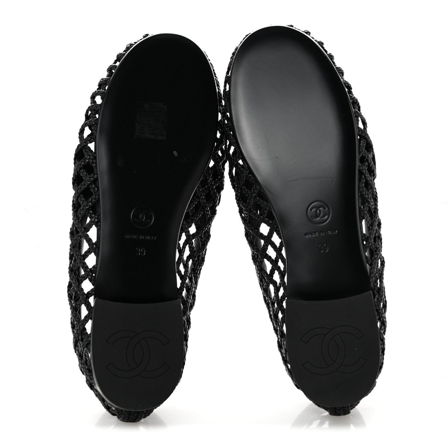 Braided Lambskin CC Mocassin Loafers 39 Black