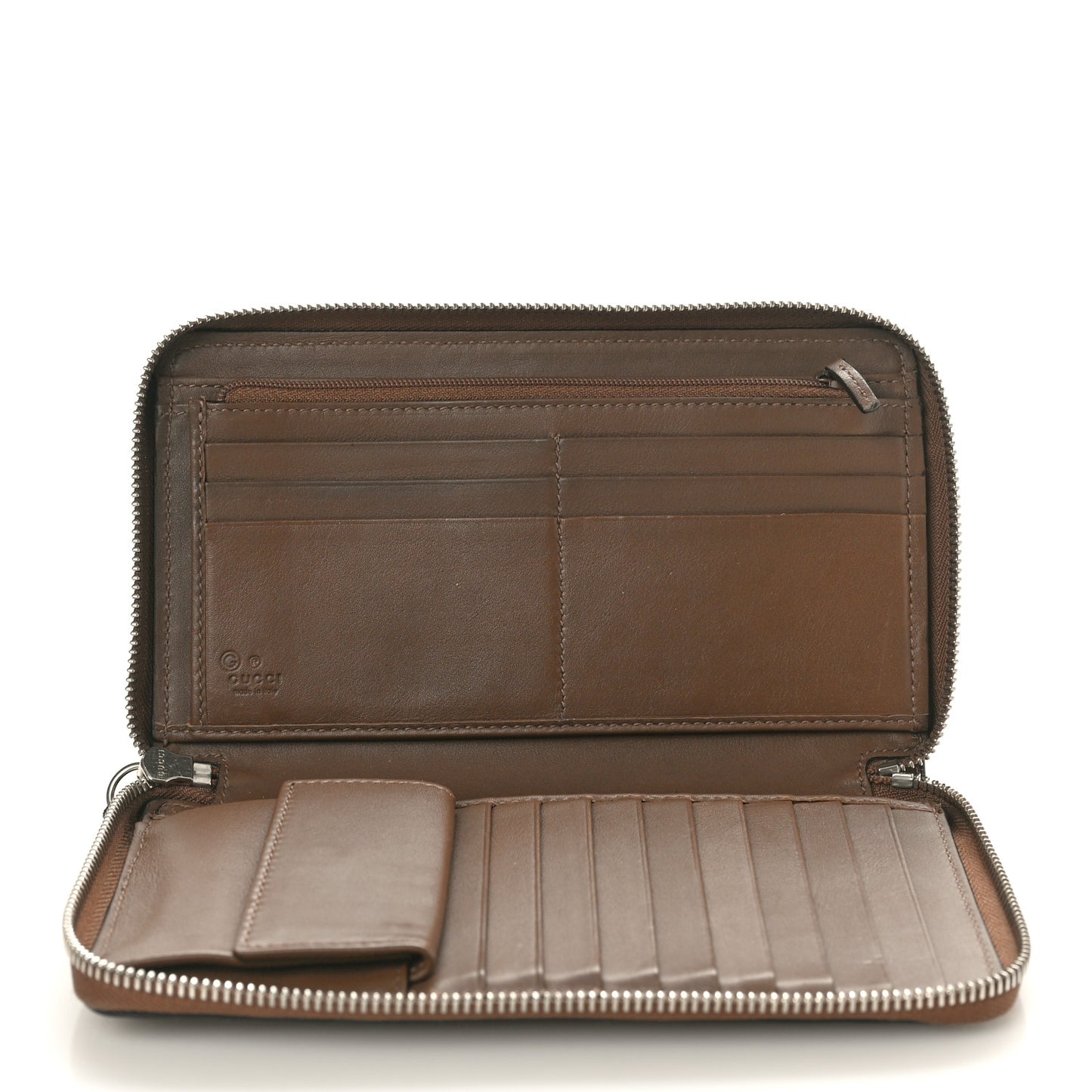 Microguccissima Large Zip Around Organizer Wallet Acero