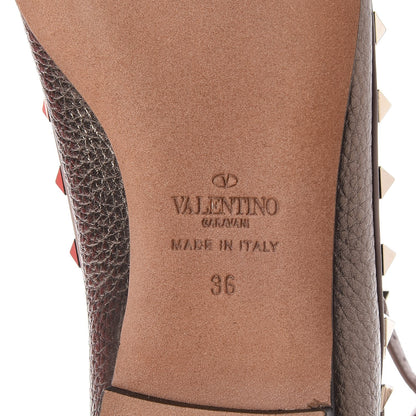 Valentino Garavani Metallic Pebbled Calfskin Rockstud Cage Ballerina Flats 36 Sasso Poudre 6 of 8
