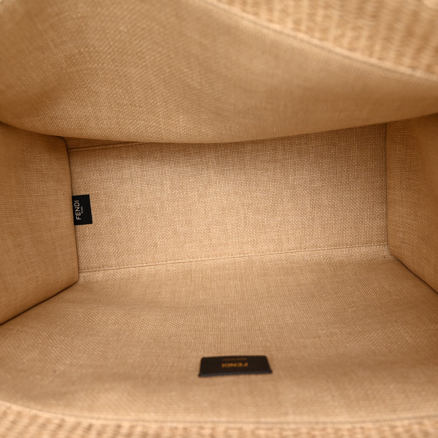 Fendi Straw Vitello King Plexiglass Woven Medium Fendi Sunshine Shopper Tote Natural Black 5 of 10