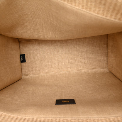 Fendi Straw Vitello King Plexiglass Woven Medium Fendi Sunshine Shopper Tote Natural Black 5 of 10