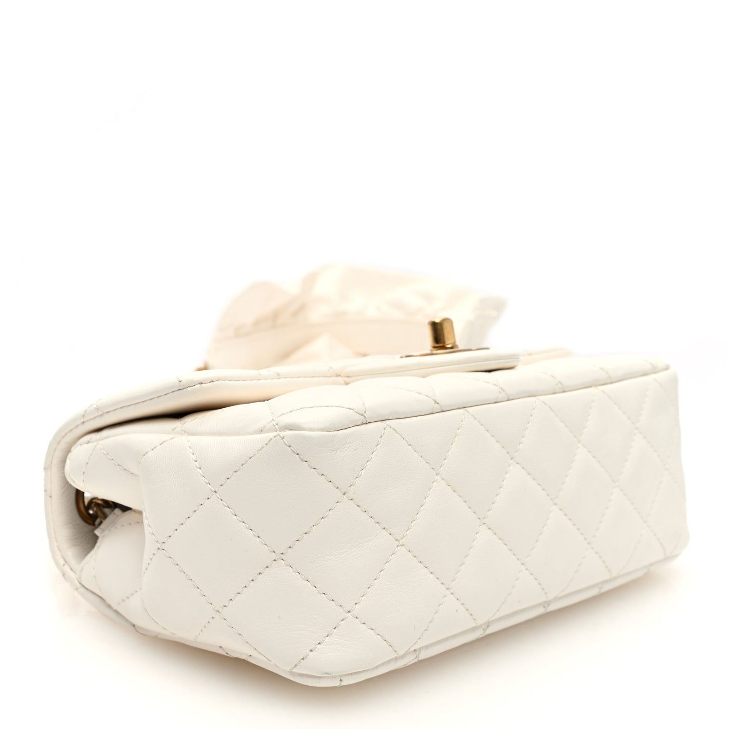 Calfskin Quilted Mini Romance Rectangular Flap White