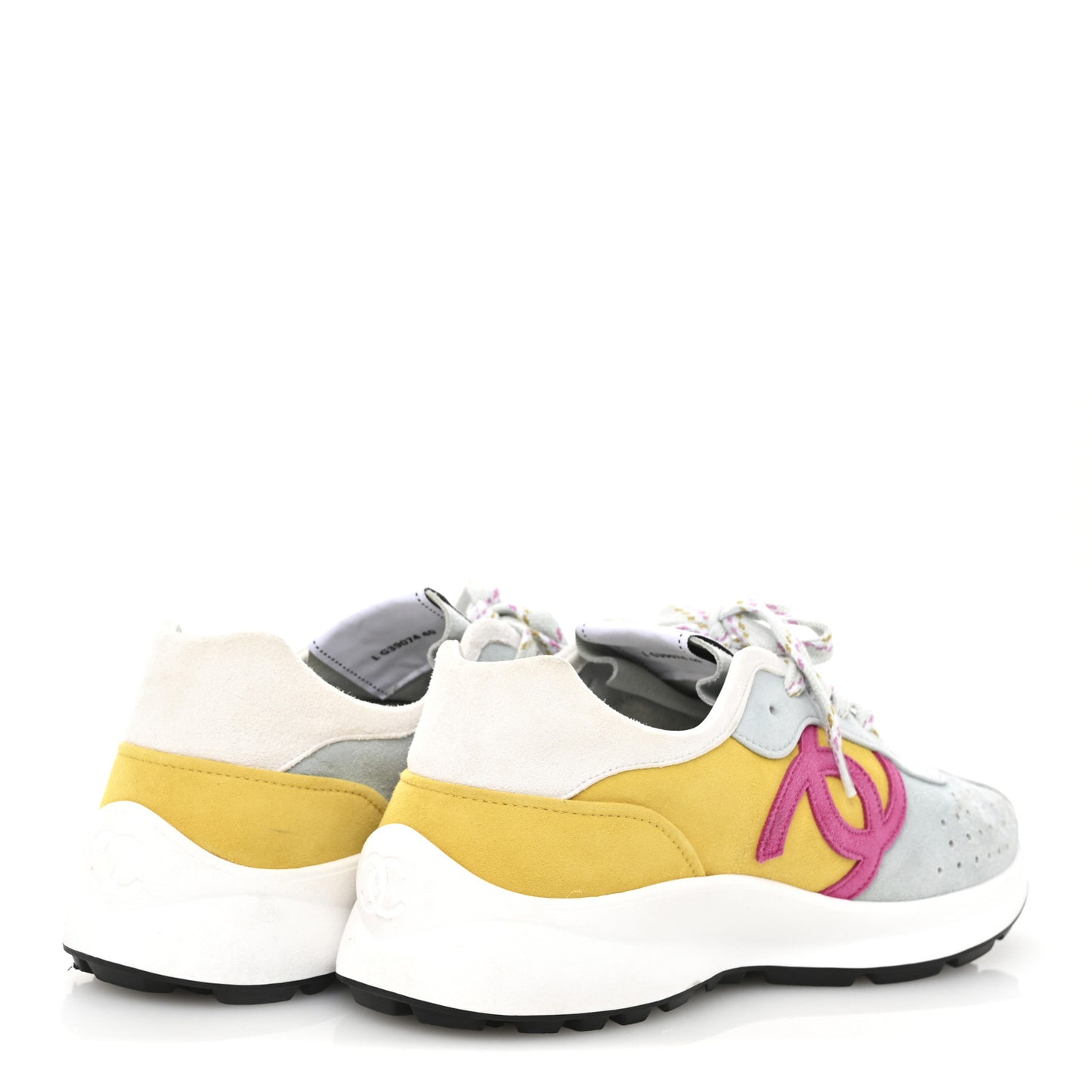 Fabric Suede Kidskin CC Sneakers 40 Light Turquoise Fuchsia Yellow