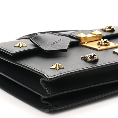 Gucci Calfskin Medium Cat Lock Top Handle Bag Black 9 of 10