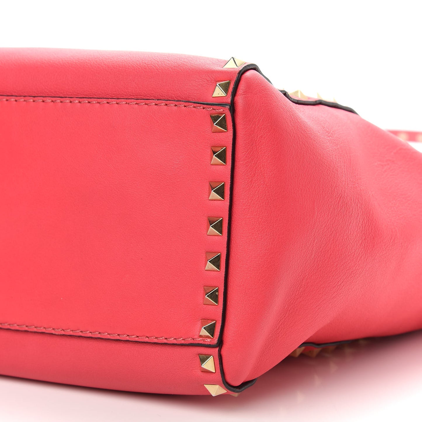 Vitello Rockstud Double Handle Tote Deep Rose