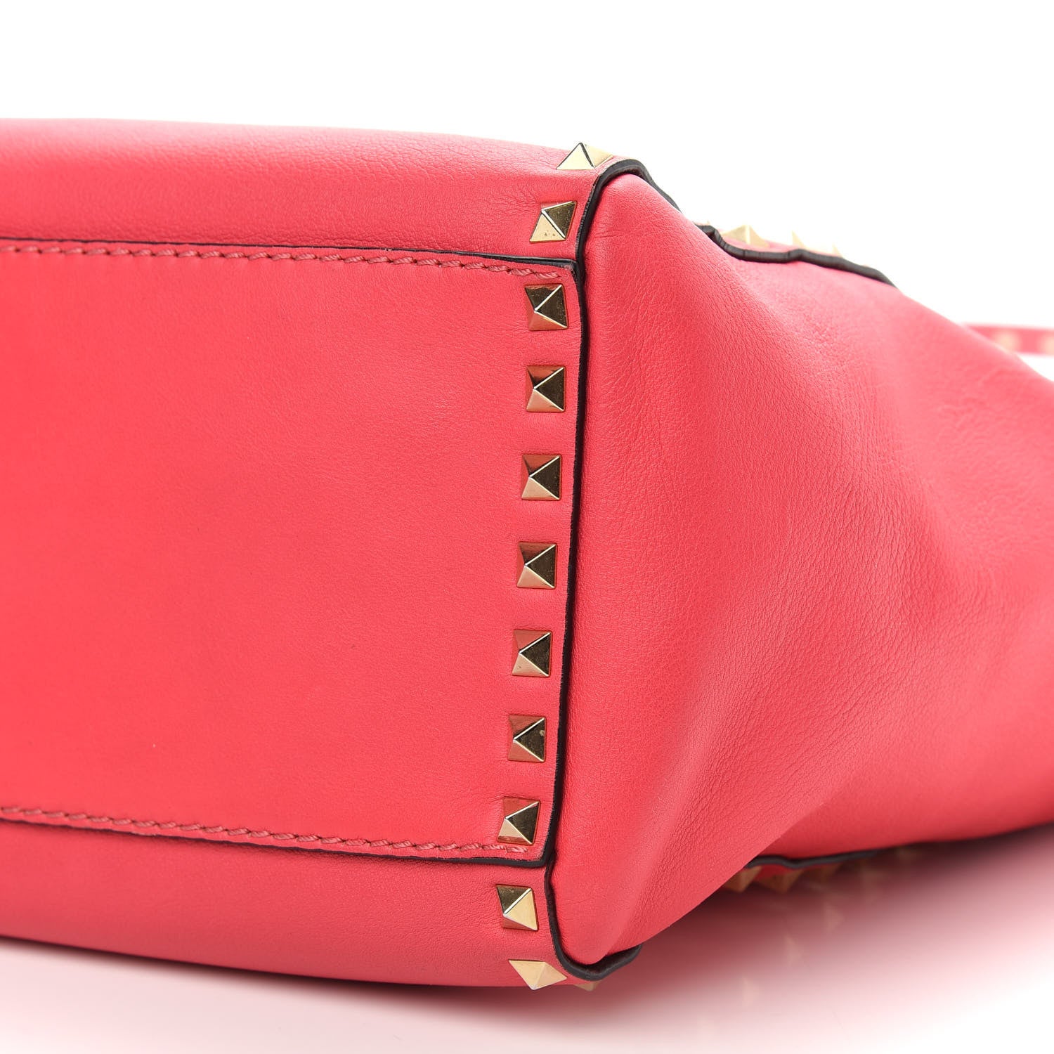Valentino Garavani Vitello Rockstud Double Handle Tote Deep Rose 9 of 9