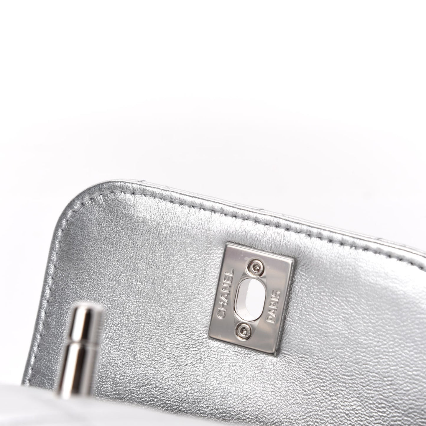 Metallic Lambskin Quilted Mini Trendy CC Clutch With Chain Silver