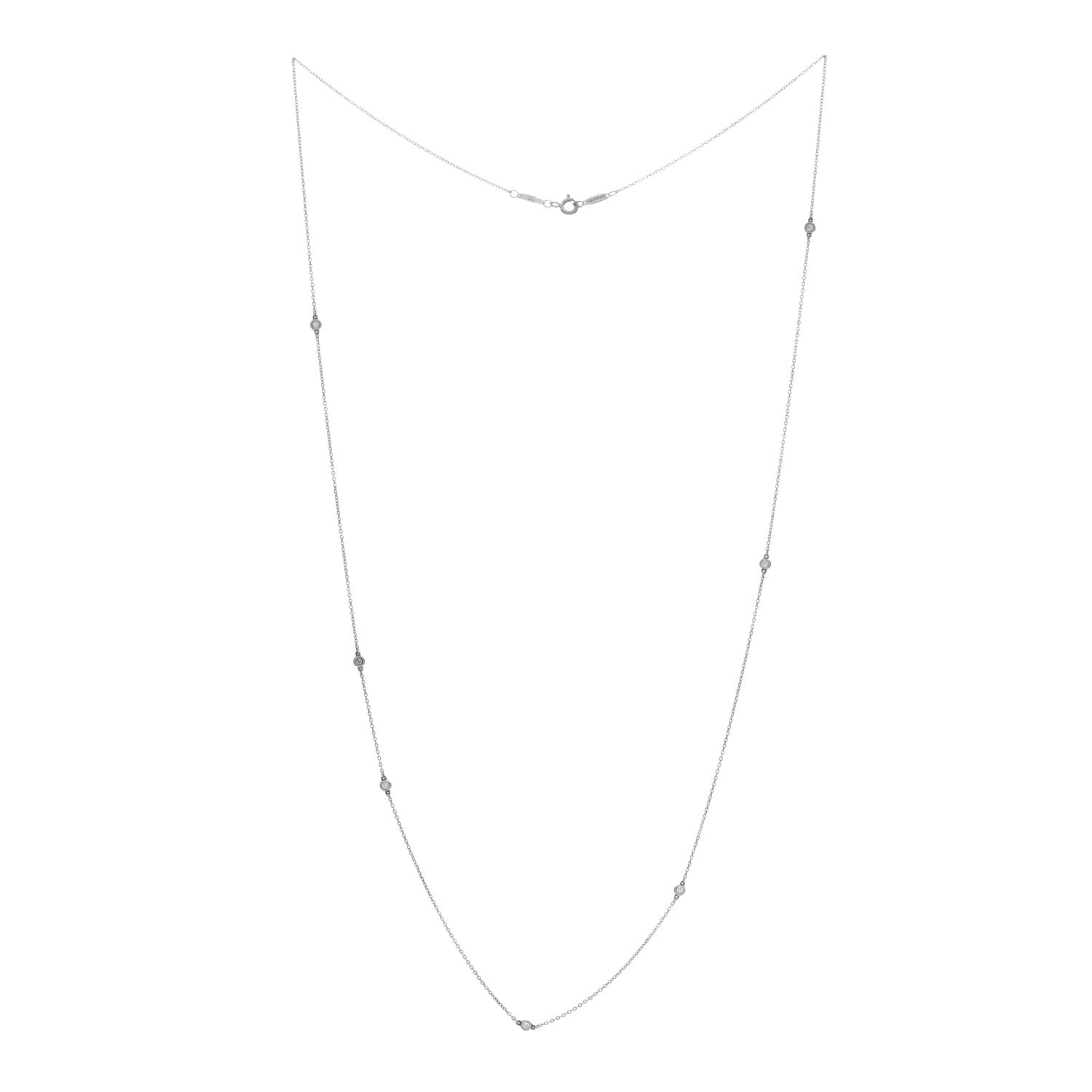 Tiffany Sterling Silver Diamond .25ctw Elsa Peretti Diamonds by the Yard 7 Station Necklace 3 of 4