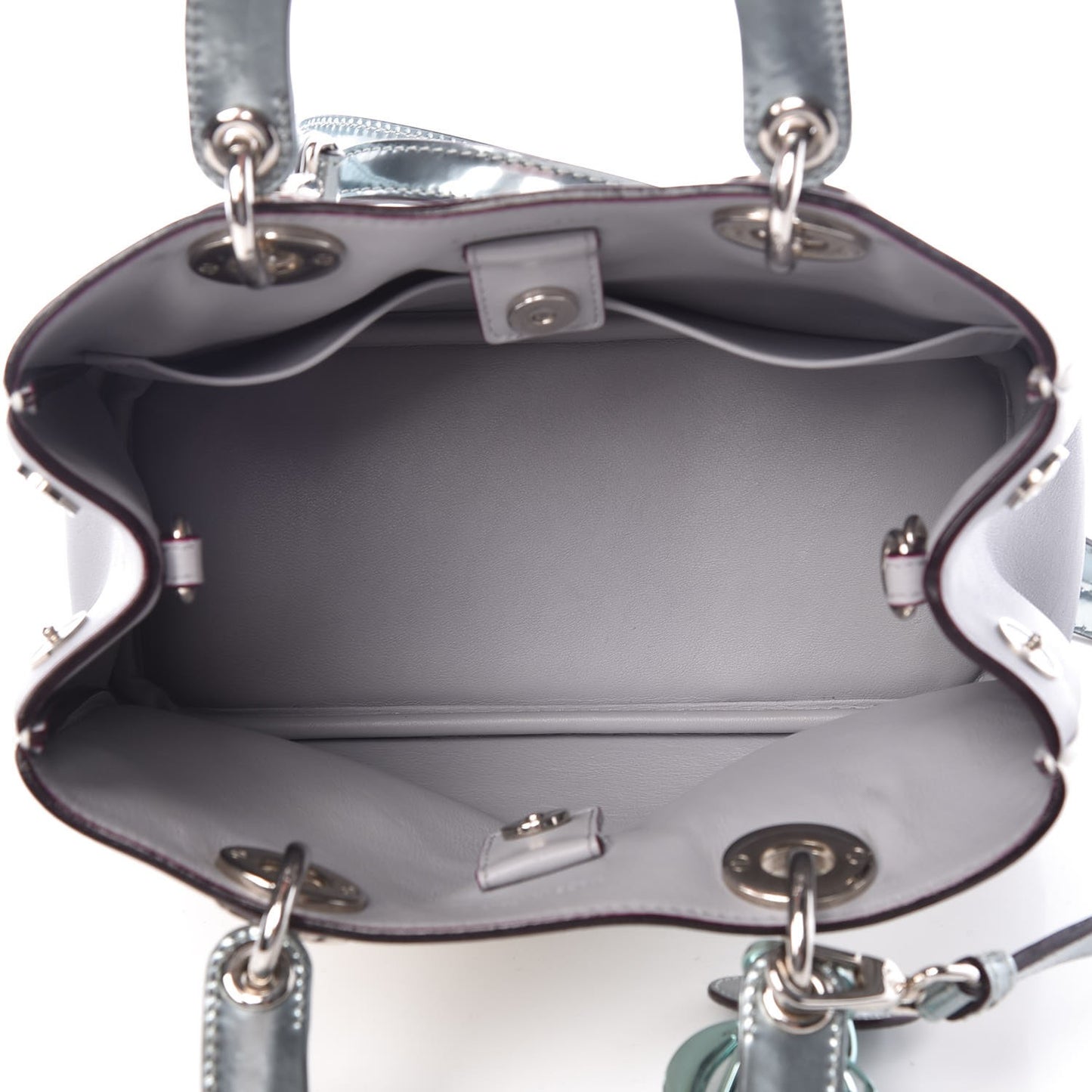 Calfskin Small Diorissimo White Grey
