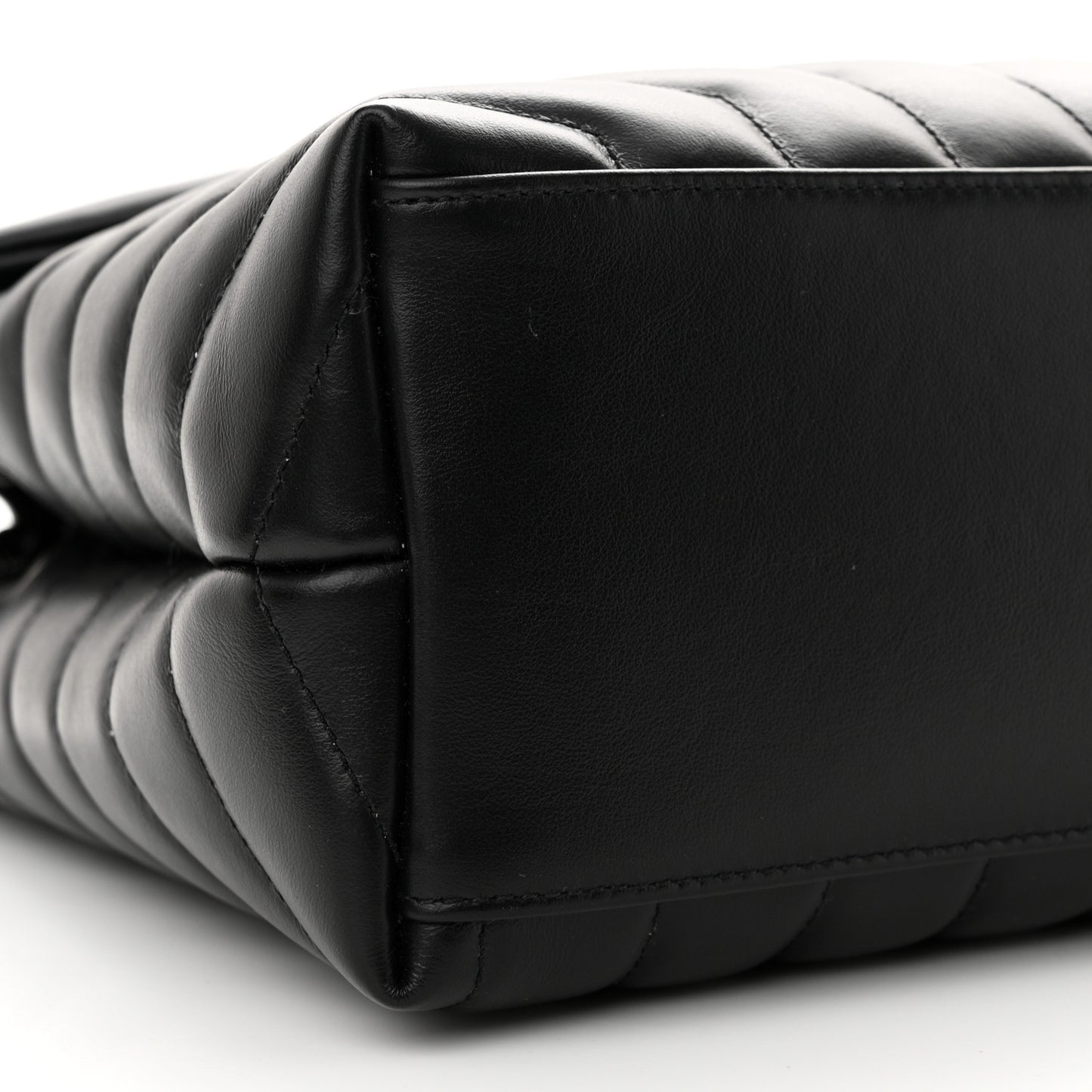 Calfskin Y Quilted Monogram Monochrome Medium Loulou Chain Satchel Black