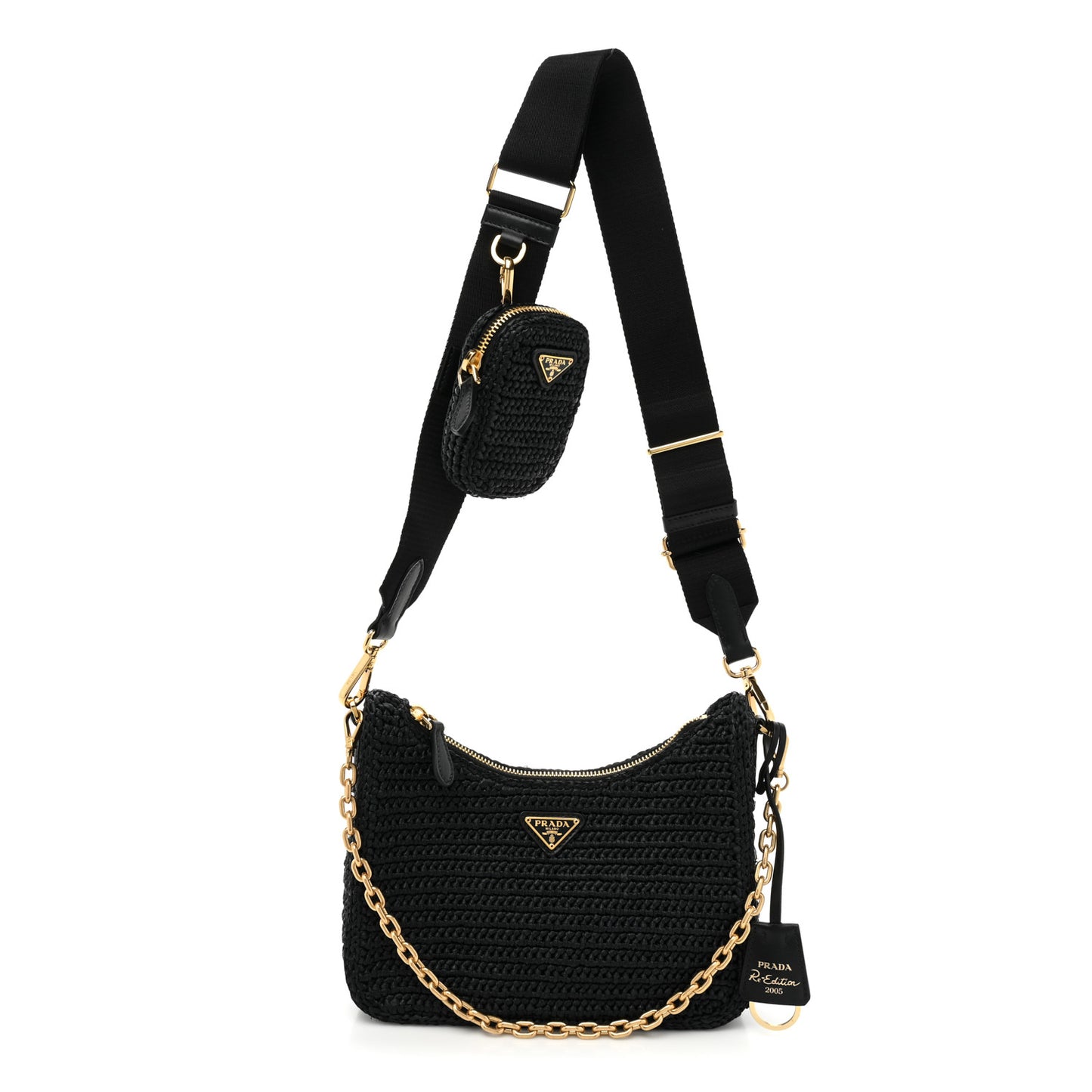 Yarn Raffia Effect Crochet Re-Edition 2005 Shoulder Bag Black