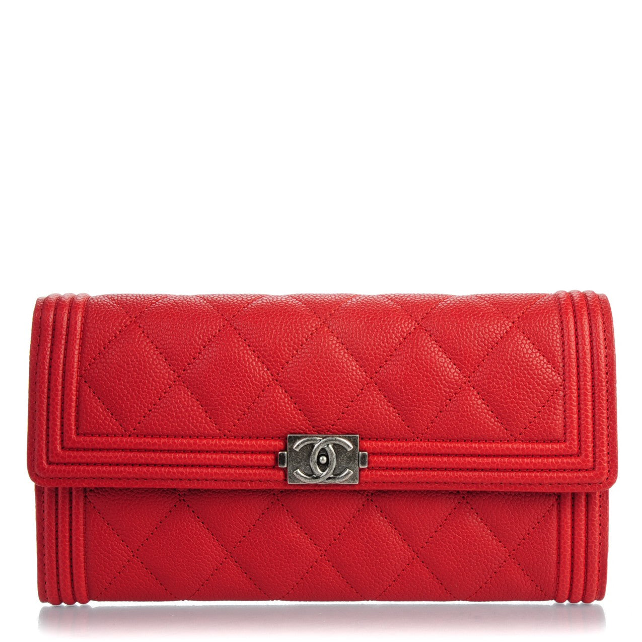 Caviar Quilted Boy Flap Wallet Red