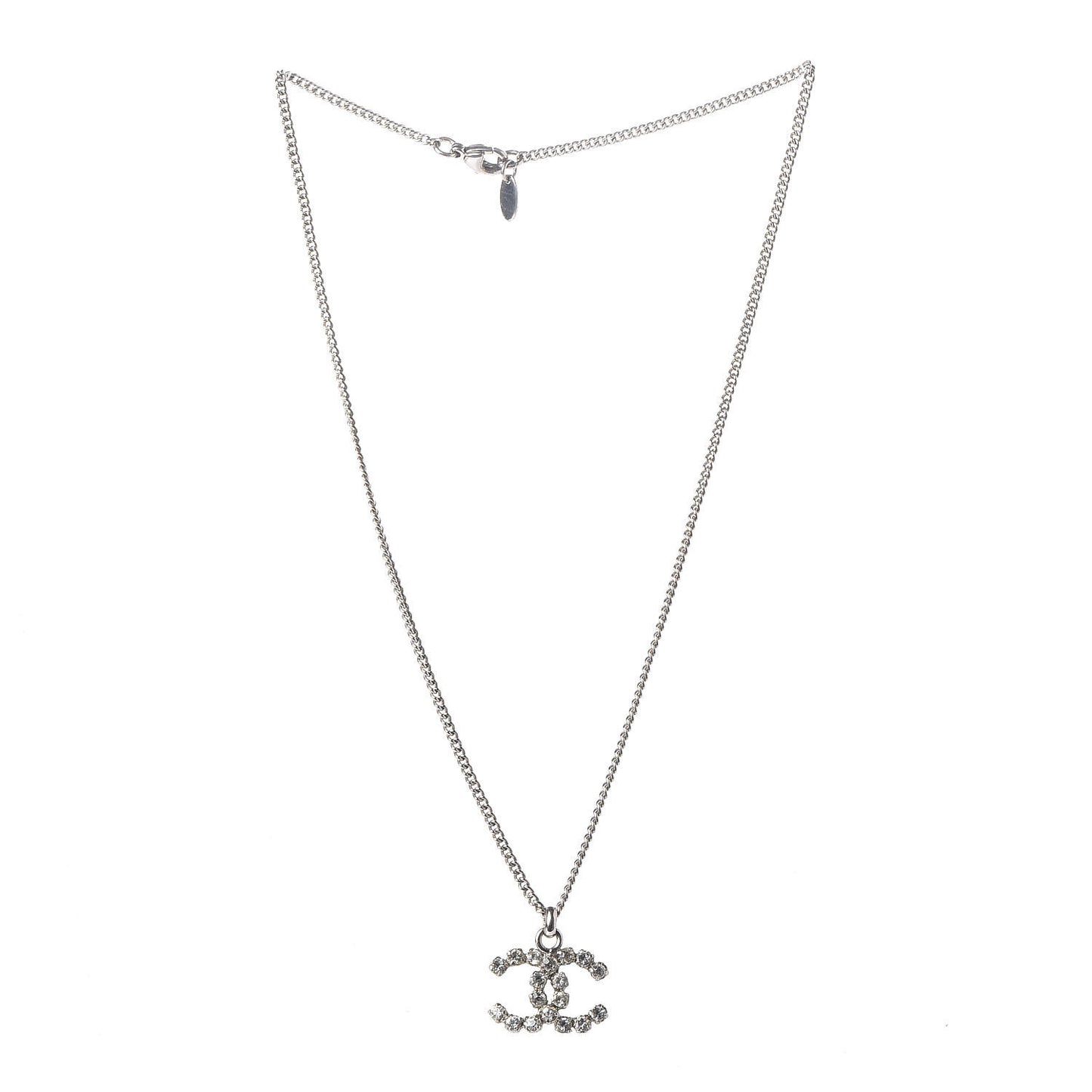 Crystal CC Pendant Necklace Silver