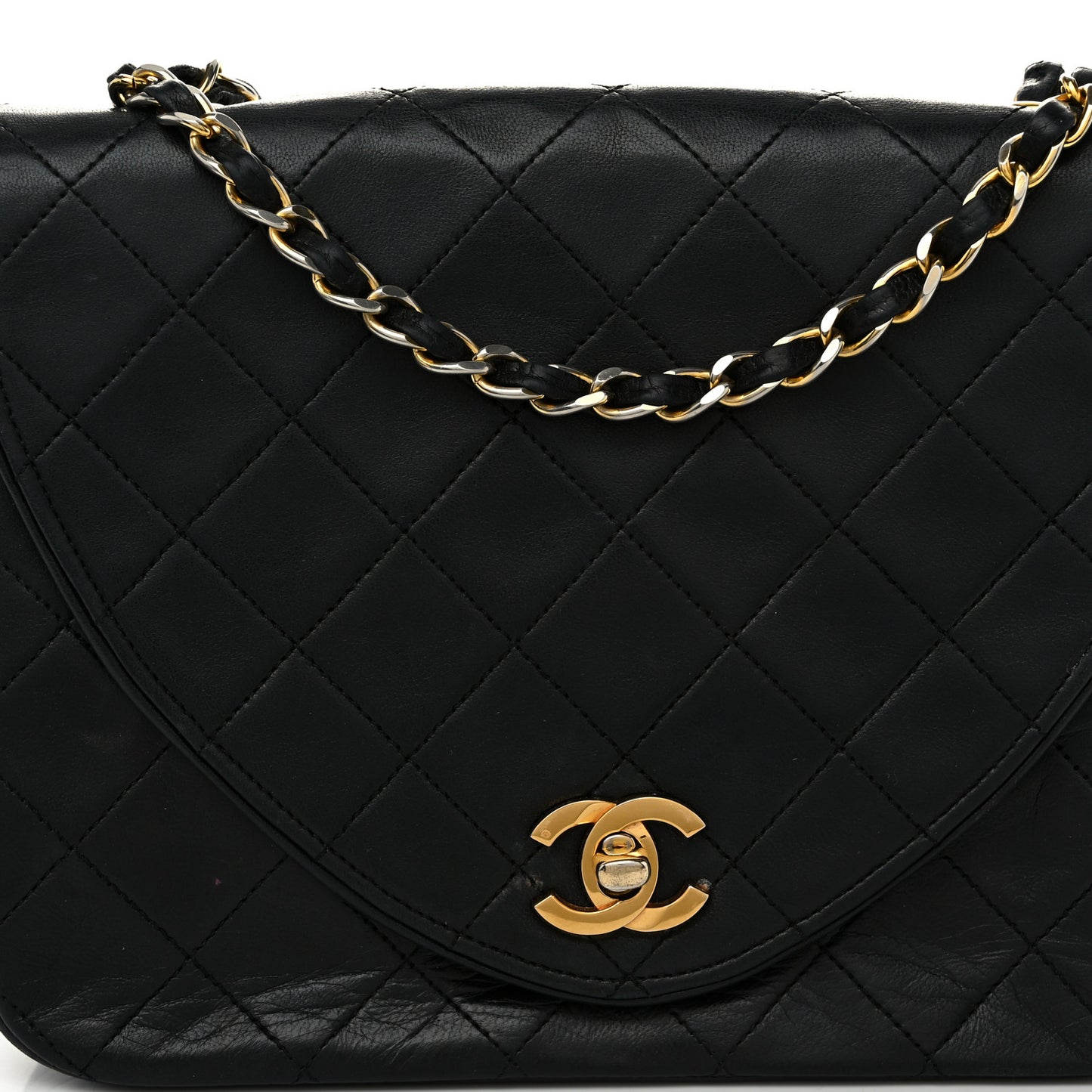 Lambskin Quilted Small Single Flap Black