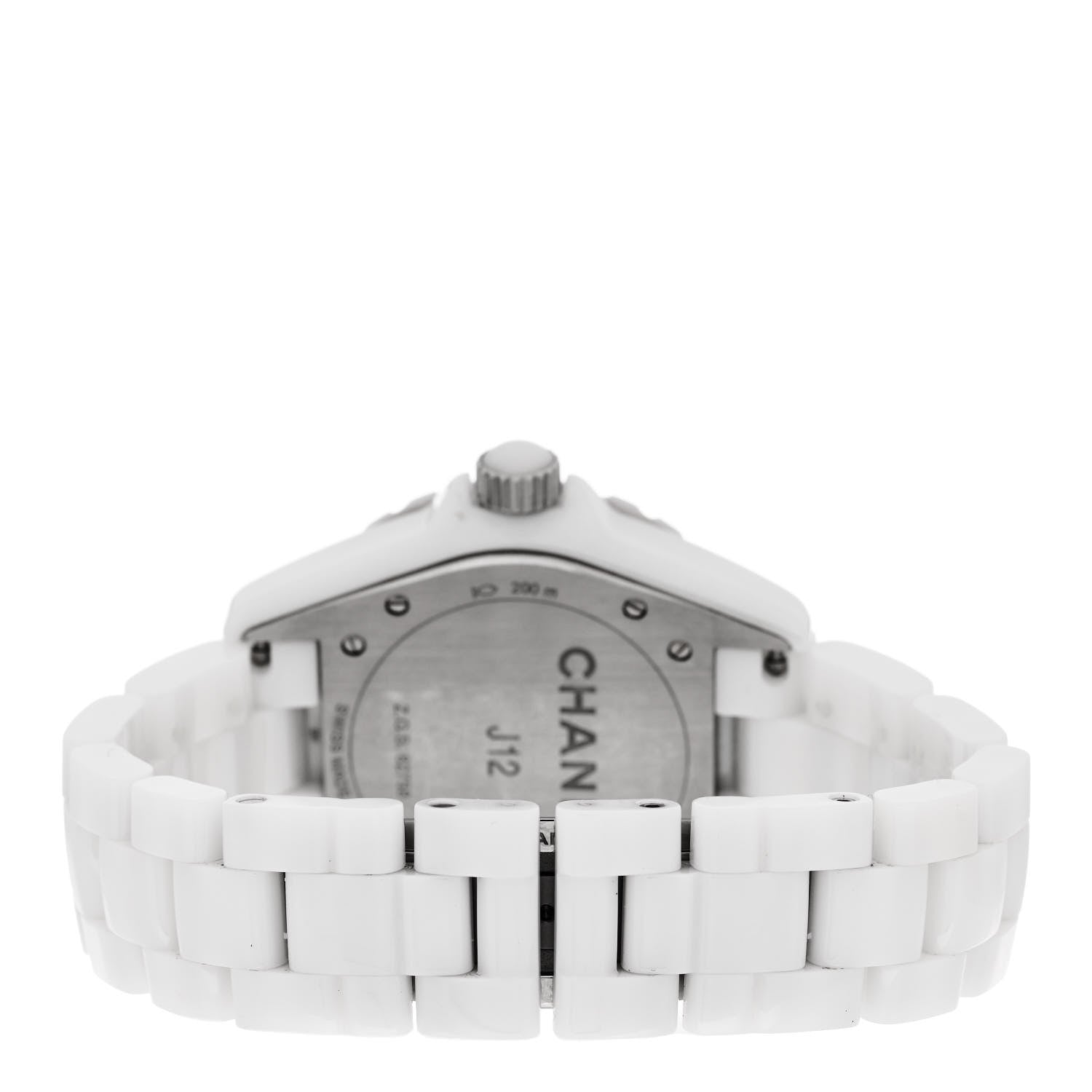 Chanel Stainless Steel Ceramic Diamond 38mm J12 Automatic Watch White 3 of 4