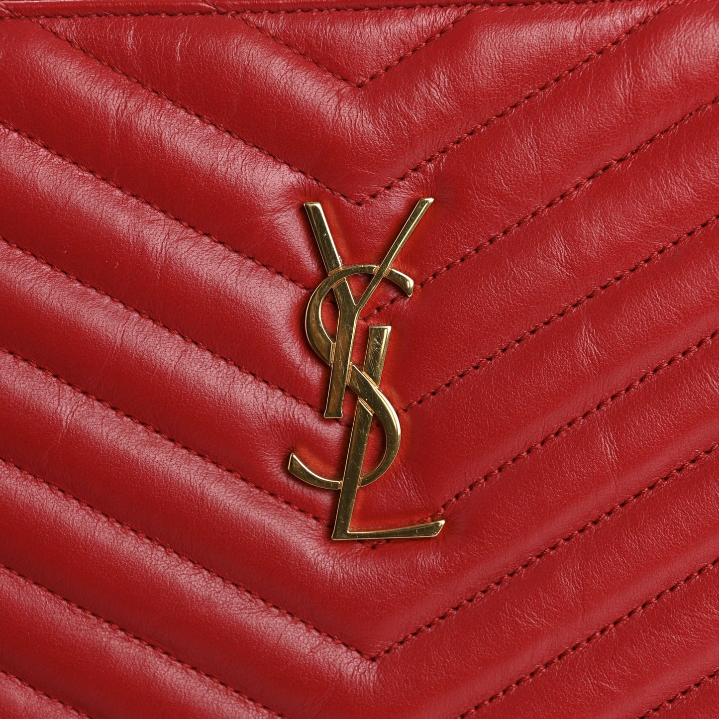 Calfskin Matelasse Chevron Monogram Document Holder Rouge Eros