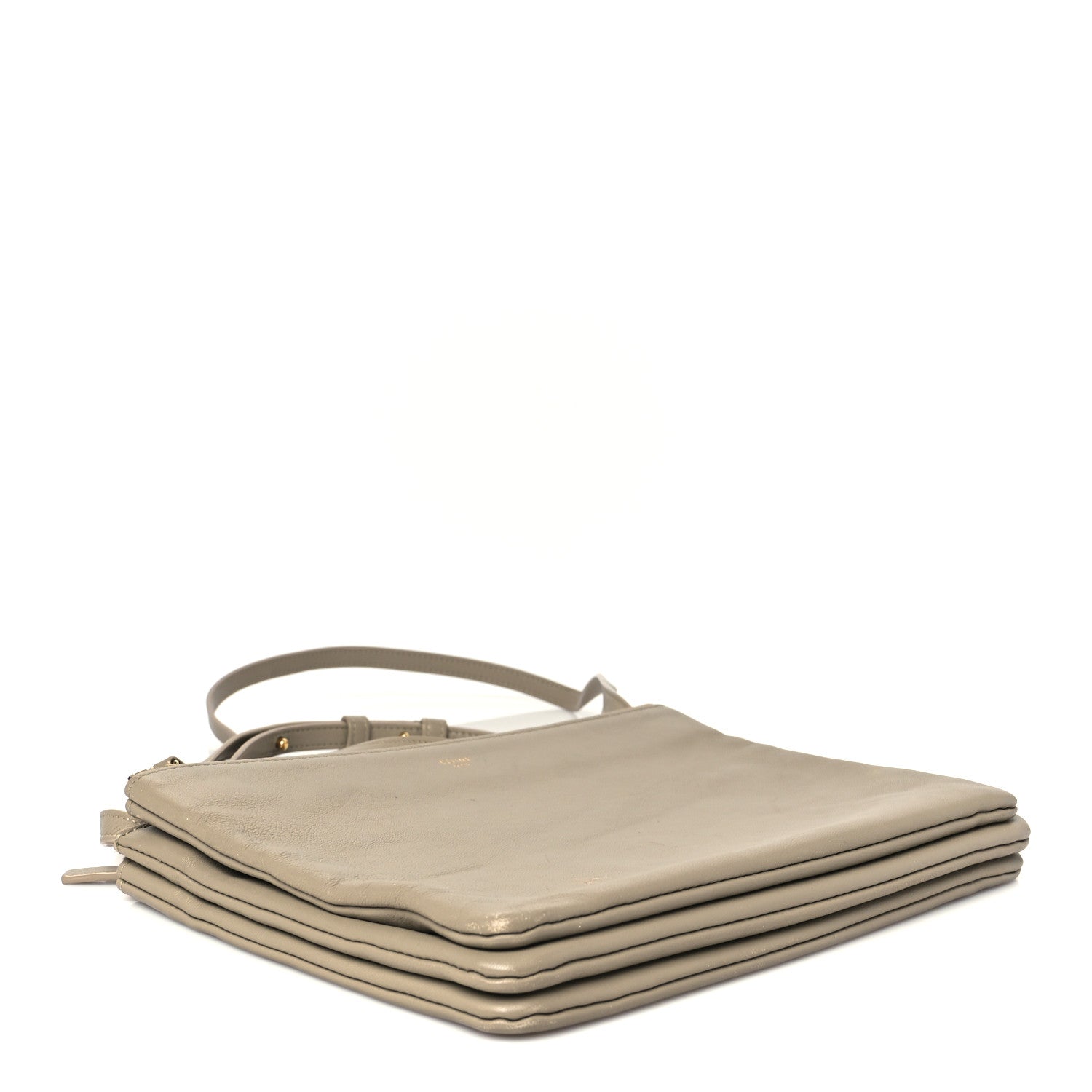 Celine Lambskin Large Trio Crossbody Bag Beige 4 of 12