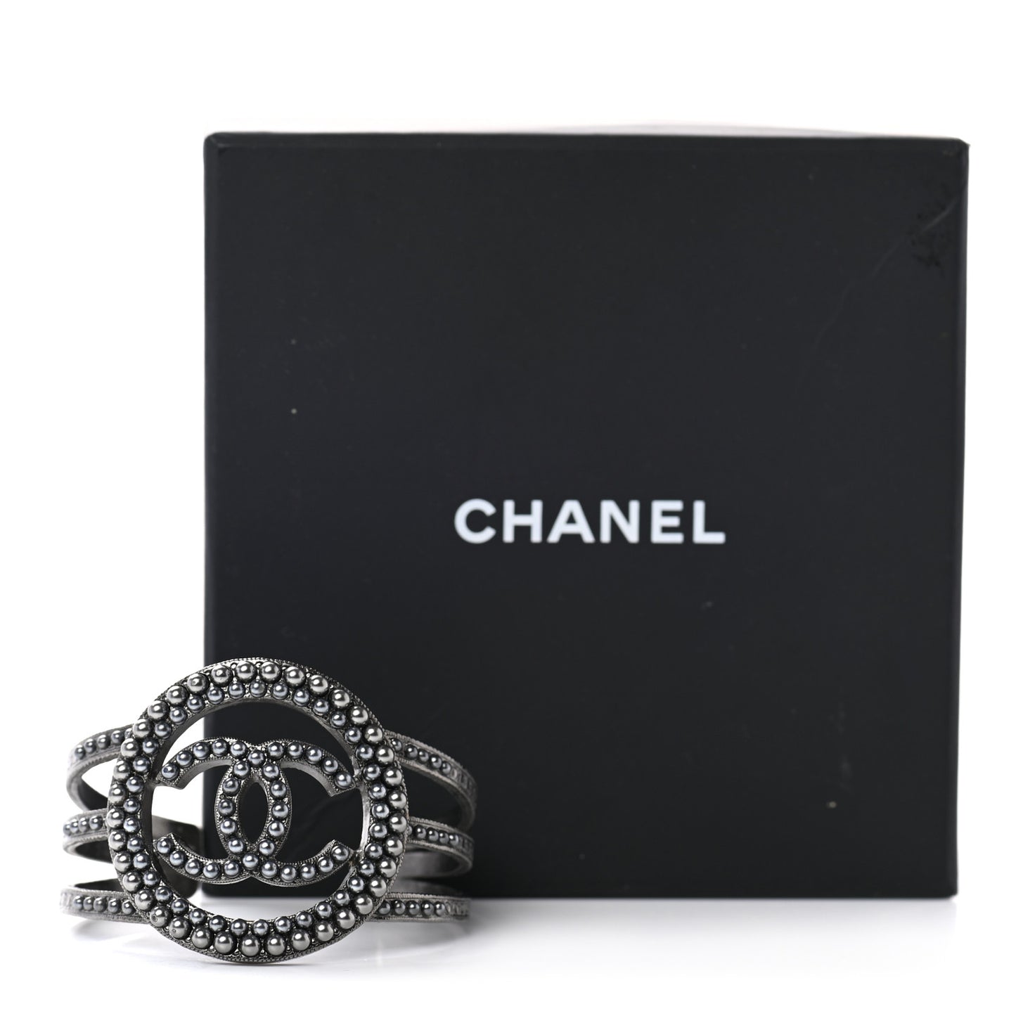 Ruthenium Beaded CC Round Cuff Dark Grey