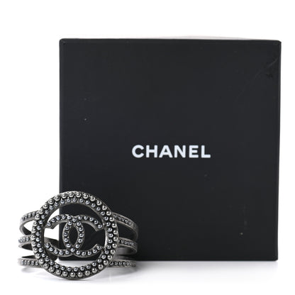 Chanel Ruthenium Beaded CC Round Cuff Dark Grey 5 of 5