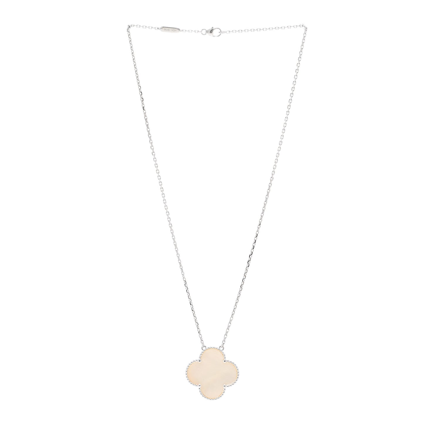 18K White Gold Mother of Pearl Magic Alhambra Pendant Necklace