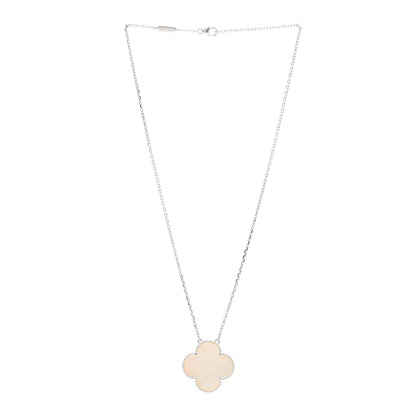 Van Cleef & Arpels 18K White Gold Mother of Pearl Magic Alhambra Pendant Necklace 3 of 4